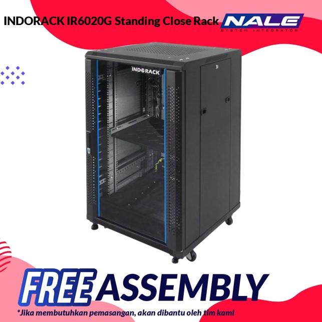 IR6020G-1 INDORACK IR6020G Standing Close Rack 20U 600mm Depth Glass Door - Gambar 1